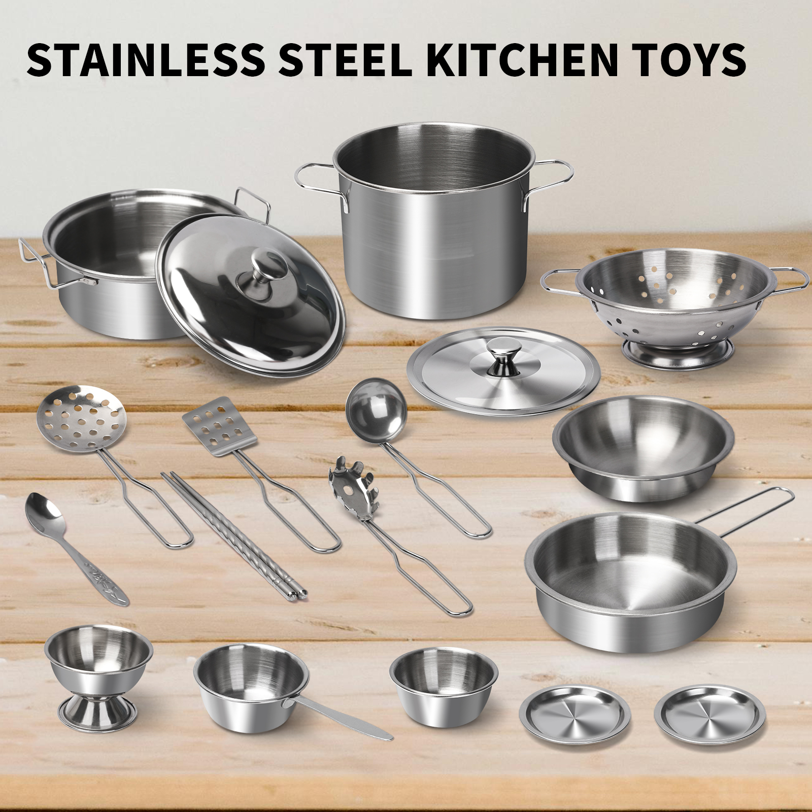 Kitchen Gadgets For Kids - Stainless Steel Kids Kitchen Toy Set