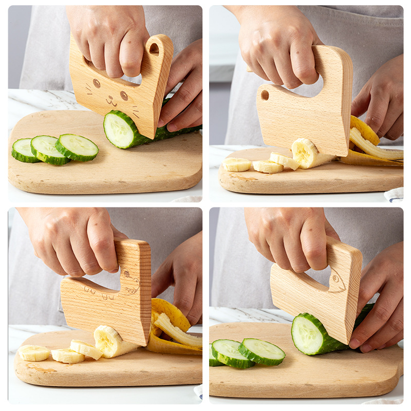 Kitchen Gadgets For Kids - Wooden Kids Knife for Cooking Cute