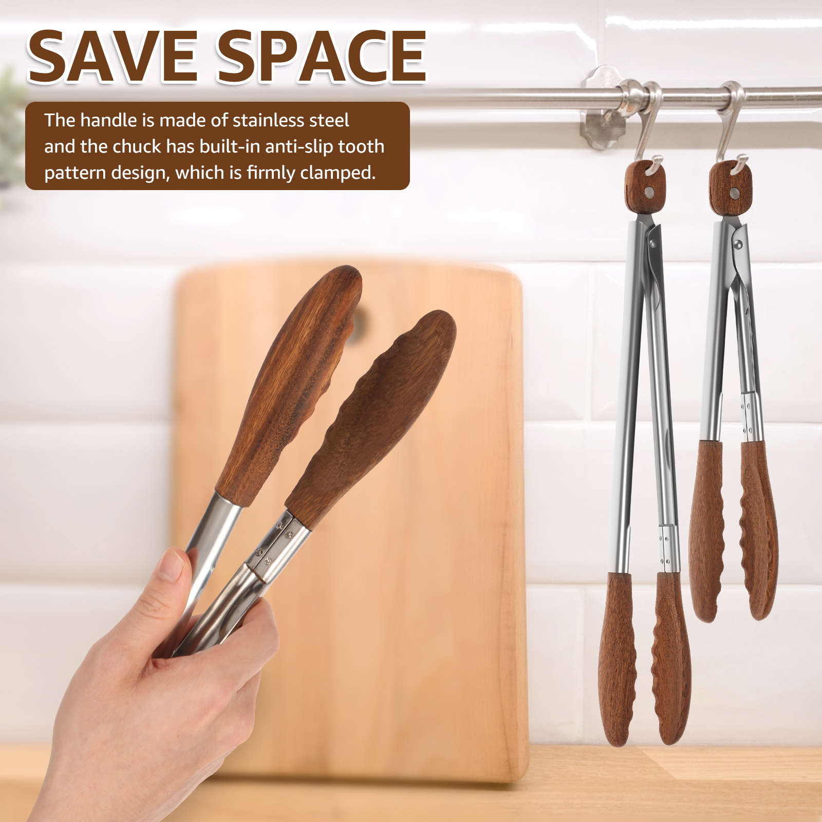 2/3 Pcs Food Tongs Walnut Wood - Kitchen Gadgets And Equipment recension och pris