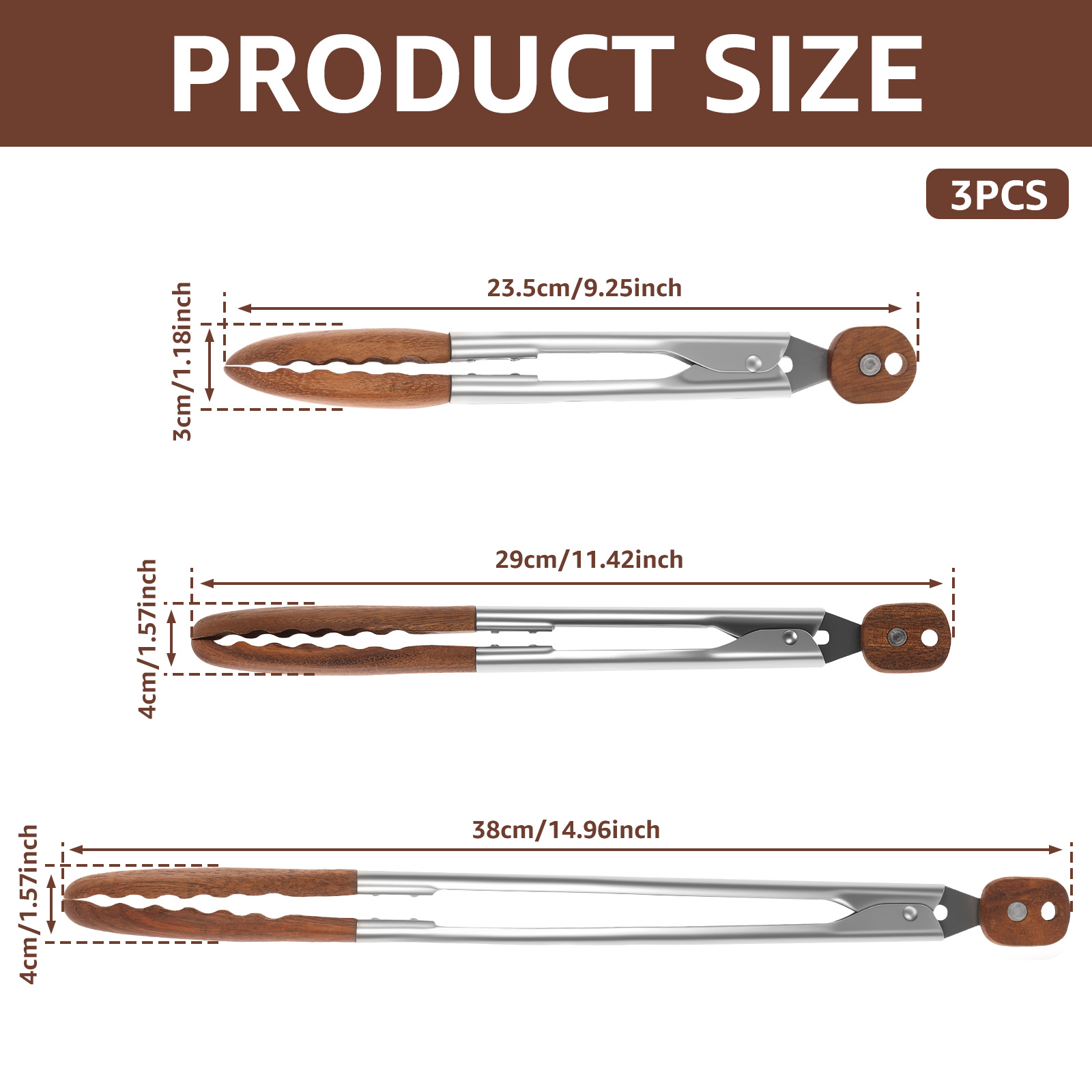 2/3 Pcs Food Tongs Walnut Wood - Kitchen Gadgets And Equipment recension och pris