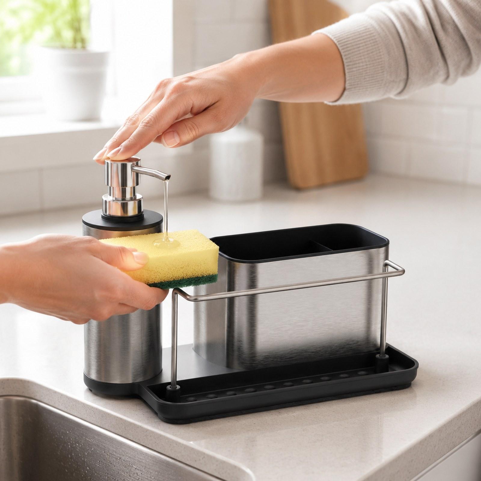 Kitchen Soap Dispenser with Sp - Kitchen Gadgets Dispenser Brush Holder recension och pris