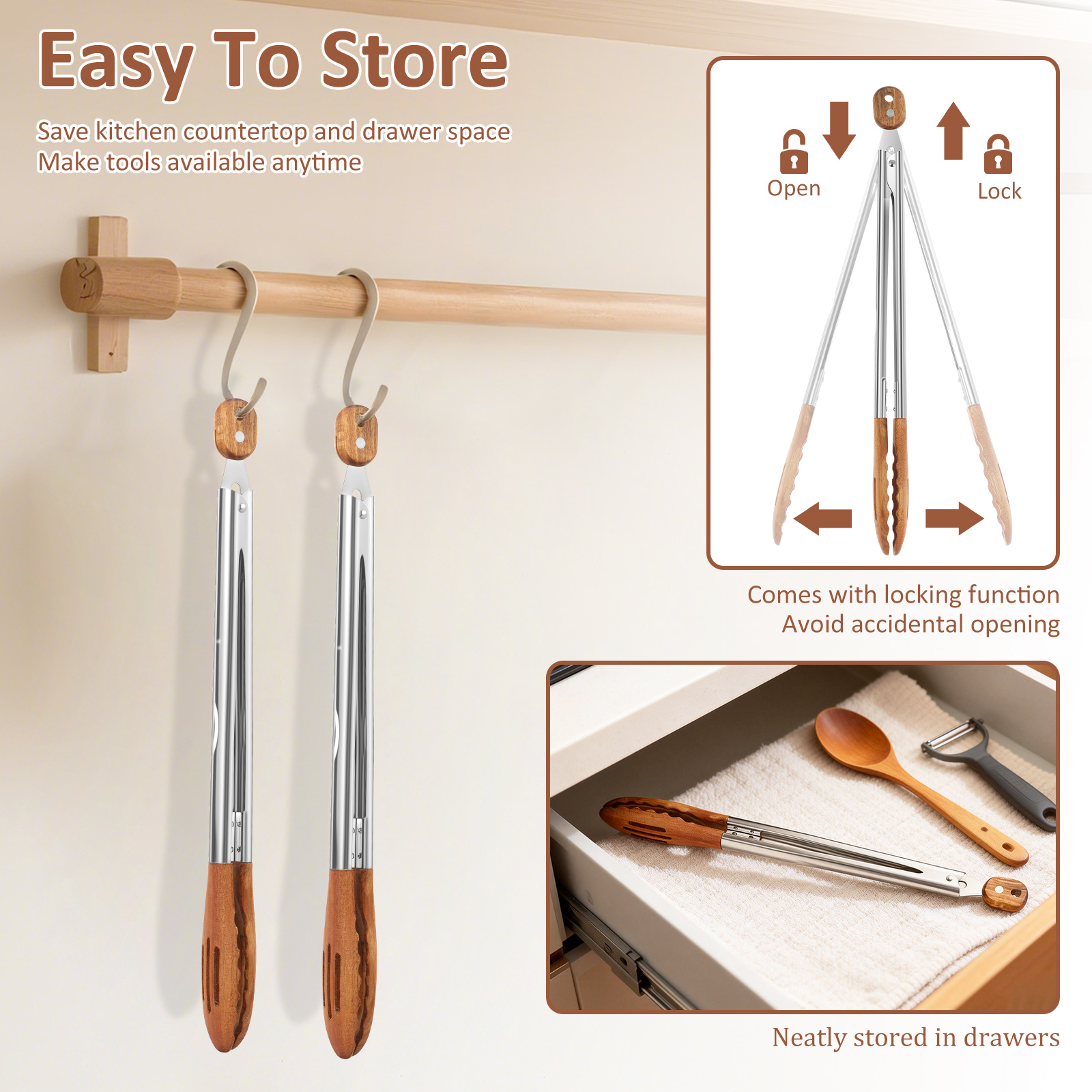 Wooden Kitchen Cooking Tongs B - Kitchen Gadgets And Equipment recension och pris