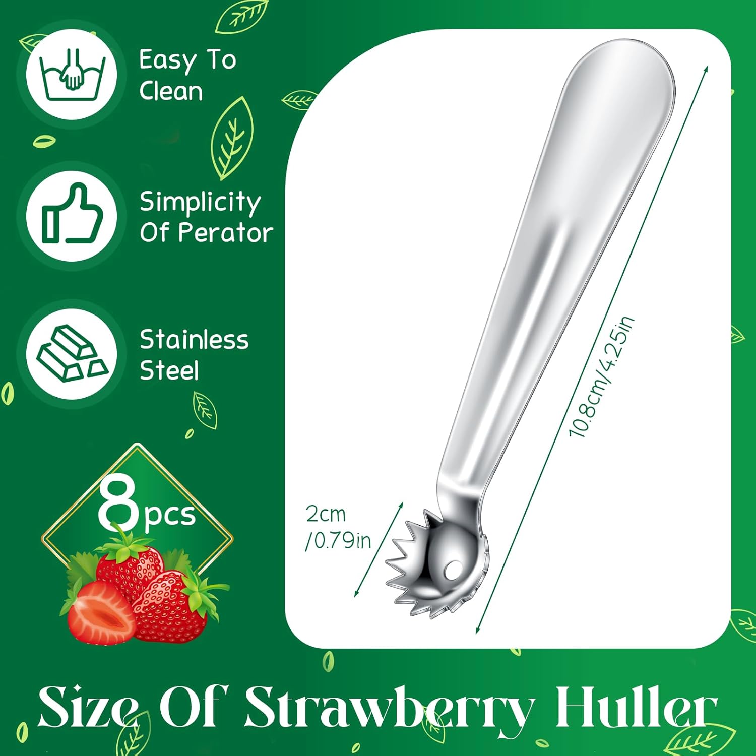8 Pcs Stainless Steel Strawber - Kitchen Gadgets Images recension och pris