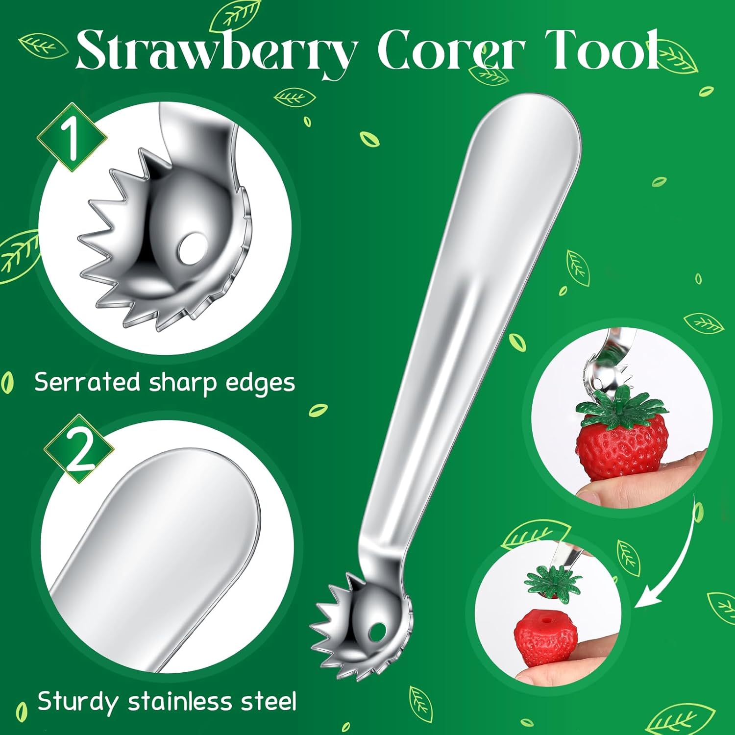 8 Pcs Stainless Steel Strawber - Kitchen Gadgets Images recension och pris